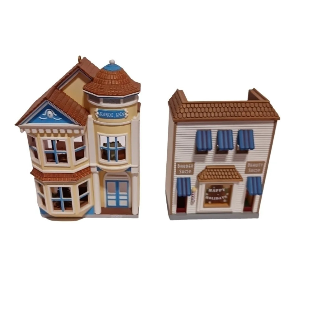 -Hallmark keepsake ornaments set of 2 barber shop,karol inn